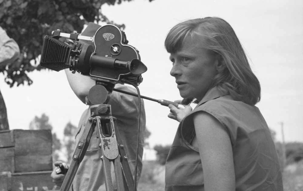 Lilias Fraser – on location adjusting camera (circa 1962)